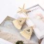 FUNRUN JEWELRY Rattan Tassel Earring for Women Straw Wicker Drop Dangle Raffia Earring Geometric Handmade Statement Hoop Earring Lighweight