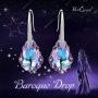 EleQueen 925 Sterling Silver CZ Baroque Drop Hook Earrings Made with Swarovski Crystals
