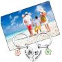 CYTING Her Stitch His Angel Puzzle Piece Keychain Set with Hibiscus Flower Charm Hawaiian Jewelry Gift for Couples Family Best Friends