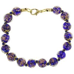 GlassOfVenice Murano Glass Sommerso Bracelet - Navy Blue