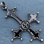 Punk Rock Gothic Jewelry inverted Black St Peter Cross Black Silver Pewter Mens pendant necklace Amulet Charm for men w Silver Ball Chain