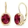 Gem Stone King 4.00 Ct Oval Red Created Ruby 18K Yellow Gold Plated Silver Dangle Earrings