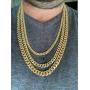 Solid 925 Sterling Silver - 14k Gold Plated - Miami Cuban Link Chain Or Bracelet - Box Lock Cuban Link 4-10.5mm - Italy Mens Necklace