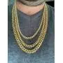 Solid 925 Sterling Silver - 14k Gold Plated - Miami Cuban Link Chain Or Bracelet - Box Lock Cuban Link 4-10.5mm - Italy Mens Necklace