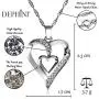 DEPHINI - Heart Necklace - 925 Sterling Silver - Double Love Heart Pendant with CZ Crystals - Fine Jewellery Woman Necklace - 18'' Rhodium Plated Silver Chain - Cubic Zirconia - Gifts for Women