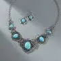 Simsly Baroque Necklace Silver Necklaces Chain and Earring Set for women and Girls