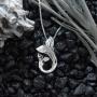 Sterling Silver Engraved Mother Child Whale Tail Pendant Necklace, 16+2'' Extender
