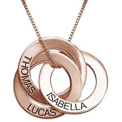 MyNameNecklace Personalized Russian Ring Engraved Name Necklace - Personalized 3 Circles Disc Mother Day Jewelry Gift