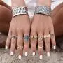 PANTIDE 48Pcs Vintage Boho Knuckle Rings Set Stackable Finger Rings Midi Rings for Women Girls Trendy Bohemian Hollow Carved Flowers Gold&Silver Rings Crystal Joint Rings Jewelry with Storage Bag PANTIDE 48Pcs Vintage Boho Knuckle Rings Set Stackable Finger Rings Midi Rings for Women Girls Trendy Bohemian Hollow Carved Flowers Gold&Silver Rings Crystal Joint Rings Jewelry with Storage Bag