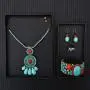 MAYTRY Original Woven Turquoise Necklace 4-Piece Set-Turquoise Necklace, Turquoise Bracelet, Turquoise Earrings, Turquoise Ring, Personalized Fashion Set MAYTRY Original Woven Turquoise Necklace 4-Piece Set-Turquoise Necklace, Turquoise Bracelet, Turquoise Earrings, Turquoise Ring, Personalized Fashion Set