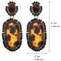 Nicole Miller New York Leopard Print Oblong Shaped Acrylic Black Beads Fashion Dangle Earrings