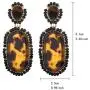 Nicole Miller New York Leopard Print Oblong Shaped Acrylic Black Beads Fashion Dangle Earrings