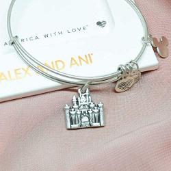 Alex and ANI Disney Parks Sleeping Beauty Castle Figural Bangle - Princess Aurora Enchanted Castle - Charm Bracelet Jewelry Gift (Silver Finish)