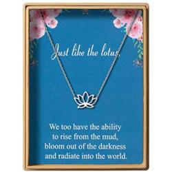 Dainty Lotus Necklace S925 Sterling Silver Yoga Pendant Necklace Graduation Gift for Women