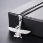 U7 Farvahar Pendant Chain Stainless/Black Gun/18K Gold Plated Symbol Iran Persian Gift Necklace, Customizable