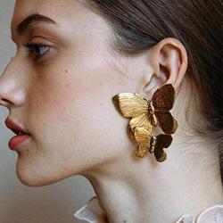 fxmimior Bohemian Dainty Gold Big Butterfly Earrings Big Dainty Gold Drop Earrings Statement Charm Earring Body Jewelry for Women and Girls