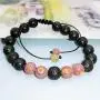 Phoenix Angela Jewelry Natural Volcanic Rocks Stone and Colorful Malachite Handmade Bracelet Beaded Radiation Protection Gift for Men Women Couple Friends Friendship Gifts