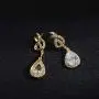 Womens Cubic Zirconia Bridal Earring - Elegant Gold Plated Teardrop Cluster Floral Leaf CZ Crystal Rhinestone Wedding Earring for Bride