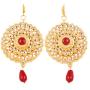 Touchstone Indian Bollywood Ancient Southern Gold Bahubali Inspired Bridal Traditional Jewelry Earrings Embellished With Faux Turquoise For Women
