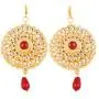 Touchstone Indian Bollywood Ancient Southern Gold Bahubali Inspired Bridal Traditional Jewelry Earrings Embellished With Faux Turquoise For Women