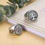 Hanpabum 2Pcs Stainless Steel Rings for Men Celtic Knot Signet & Tree of Life Rings Set Size 7-13
