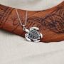 Happy Kisses Sea Turtle Necklace for Women - Tribal/Native Black and Silver Pendant – Cute Message Card About Floating at Sea – Great Gift for Girls and Kids– 18” Chain
