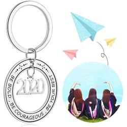 SAM & LORI Be Bold Be Courageous Be Your Best Graduation Gift Inspirational Keychain Grad Cap Jewelry Mantra Quote Engraved Key Chain Present for Her Women Girl College Senior Student