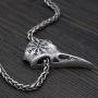 CANNE Viking Necklace Compass Raven Pendant Nordic Style Antique Silver Metal Chain Crow