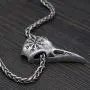 CANNE Viking Necklace Compass Raven Pendant Nordic Style Antique Silver Metal Chain Crow