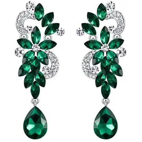 BriLove Womens Bohemian Boho Crystal Flower Wedding Bridal Chandelier Teardrop Bling Dangle Earrings