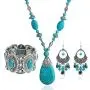 Turquoise 3pcs Set - a Turquoise Necklace a pair of turquoise pendant tassel earrings, a stretchable turquoise braceleta Gift for Ladies Turquoise 3pcs Set - a Turquoise Necklace a pair of turquoise pendant tassel earrings, a stretchable turquoise braceleta Gift for Ladies