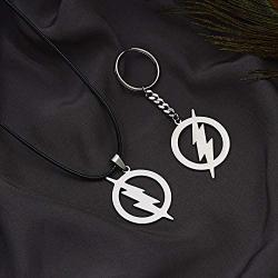 Rinhoo Stainless Steel Superhero Flash Lightning Pendant Necklace for Men boy girls Gift