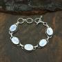 Moonstone Bracelet 925 Silver Overlay Handmade Vintage Style Jewelry for Women Mom Wife