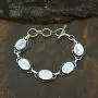 Moonstone Bracelet 925 Silver Overlay Handmade Vintage Style Jewelry for Women Mom Wife