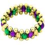 Needzo Gold Tone, Green, and Purple Mardi Gras Beads Bracelet, 6 Inch