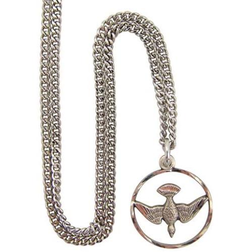 Catholic Pendants Sterling Silver Open Circle Holy Spirit Dove Confirmation Necklace for Teenage Girls, 3/4 Inch