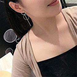Geometric Double Circle Hoop Dangle Earrings Simple 8 Infinity Knot Bar Tassel Drop Earrings for Women Jewelry