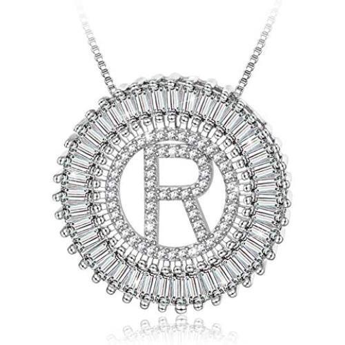HOTIE Silver Plated A-Z Alphabet Pendant Letter Initial Necklace for Women