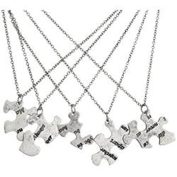 LUX ACCESSORIES Burnish Silver Always Together Puzzle Best Friends BFF Necklace