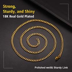 PROSTEEL 3mm-12mm Stainless Steel Cuban Chain for Men, Bracelet:7.5''/8.26'', Necklace: 14''-30'', Black/18K Gold Plated, Come Gift Box
