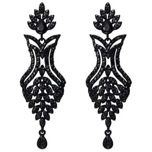 EVER FAITH Womens Rhinestone Crystal Art Deco 1920s Wedding Vase Flower Leaf Teardrop Earrings EVER FAITH Womens Rhinestone Crystal Art Deco 1920s Wedding Vase Flower Leaf Teardrop Earrings