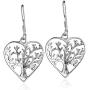 Romantic Heart Shape Tree of Life .925 Sterling Silver Dangle Earrings