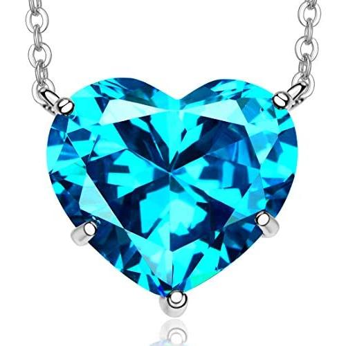 FORECHIC 925 Sterling Silver Birthstone Necklaces for Women Heart Pendant Necklaces for Women Birthday