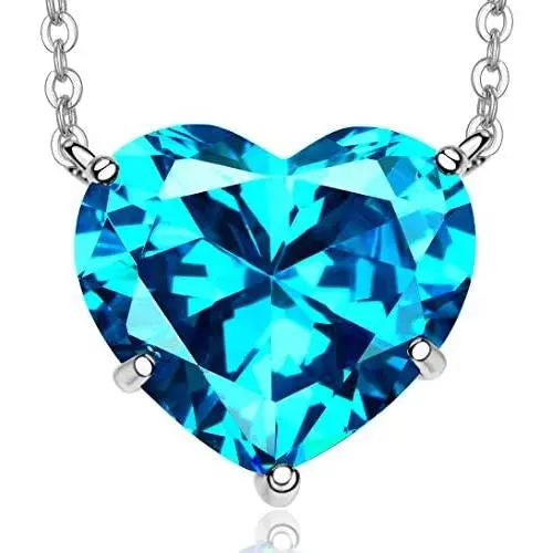 FORECHIC 925 Sterling Silver Birthstone Necklaces for Women Heart Pendant Necklaces for Women Birthday FORECHIC 925 Sterling Silver Birthstone Necklaces for Women Heart Pendant Necklaces for Women Birthday