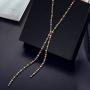 NEOGLORY 14k Gold Plated Multicolor Rhinestone Long Chain Y Necklace Fashion Jewelry 28'' Valentines Day Gift