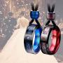 Aienid Couple Necklace Pendant,King Queen Tungsten Steel Pendant Necklace for Wedding