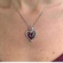 Heart Pendant Necklace - New Heart and Flame Design with Crystals from Swarovski - Womens and Girls Jewelry - Fuchsia Colored Crystal Heart Shaped Pendant Necklace