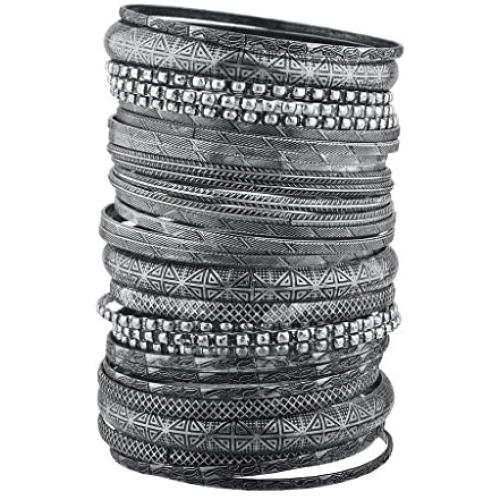 Lux Accessories BurnishedÂ Gold Tone Tribal AztecÂ TexturedÂ Multiple Bangle Set