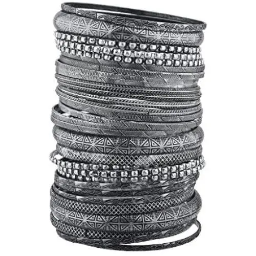Lux Accessories BurnishedÂ Gold Tone Tribal AztecÂ TexturedÂ Multiple Bangle Set