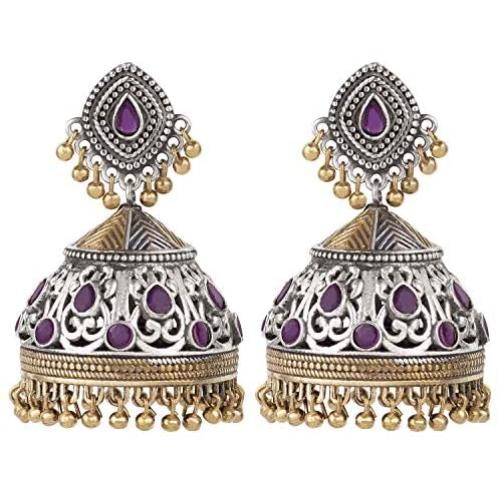 Aheli Tribal Muse Collection Antique Oxidized Indian Jhumki Earrings for Women Wedding Traditional Ethnic Fashion Jewelry